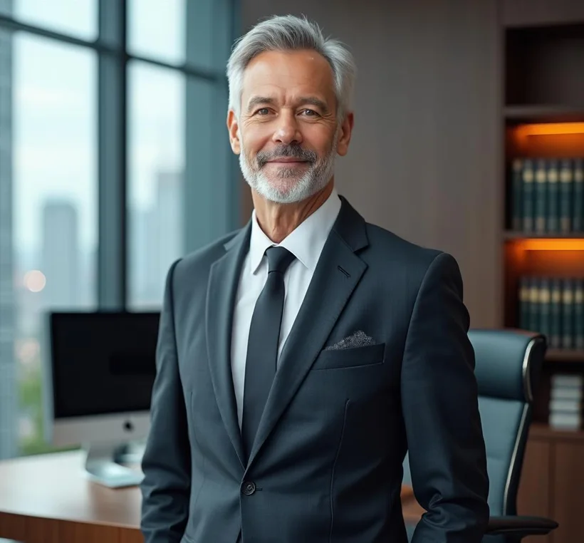 Distinguished senior corporate lawyer, portrait