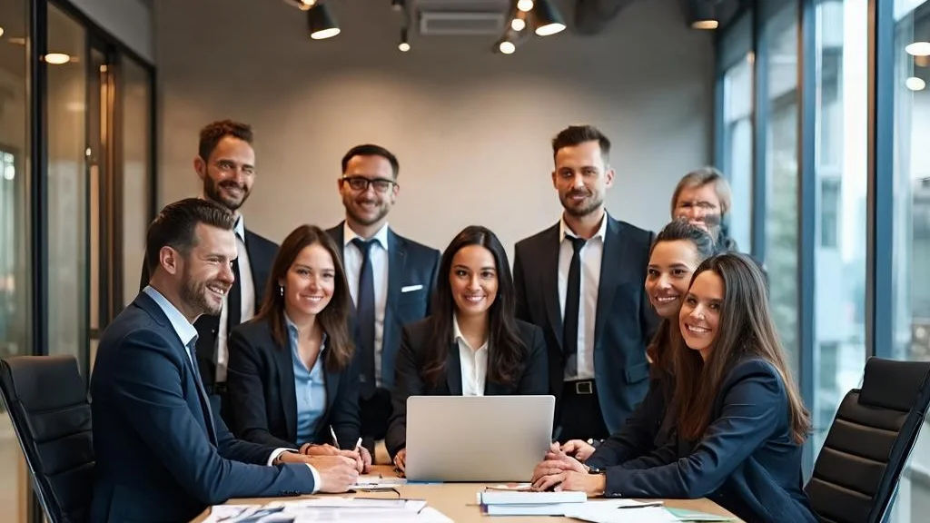 Professional corporate law team in the firm's offices